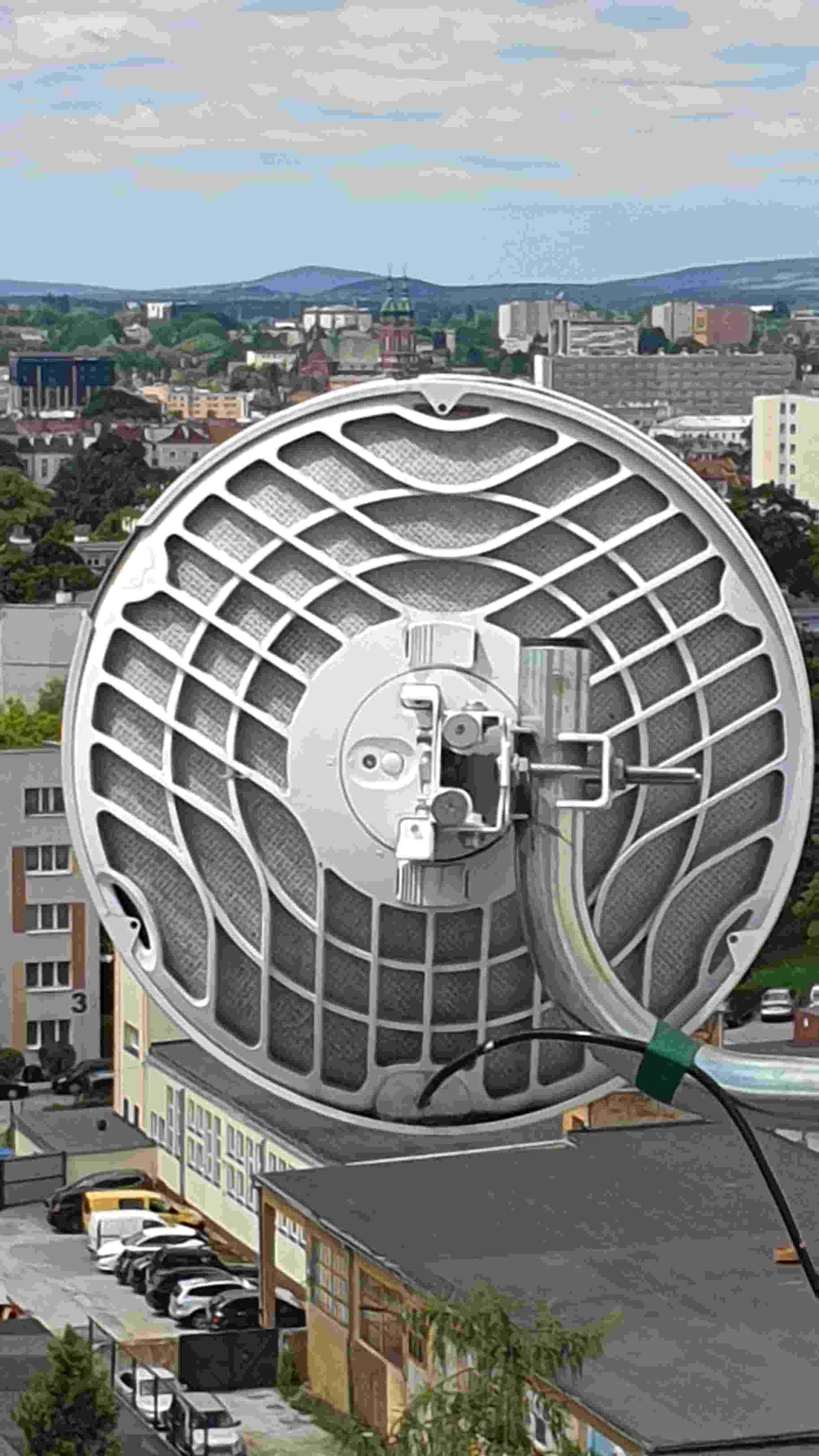 Antena paraboliczna DSK – węzeł sieci radiowej z panoramą Kielc